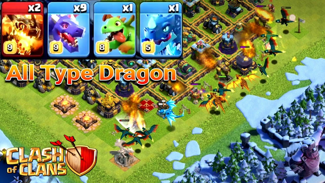 MAX Air Attack with All Type Dragon Clash of Clans
