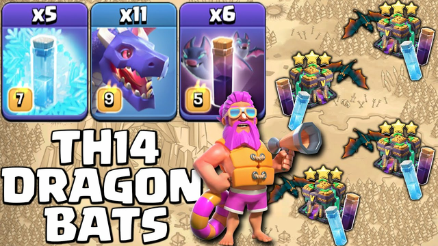 AMAZING DragBats! DRAGONS + Bat Spell and Freeze Spell Perfect Timing Attack - Clash Of Clans