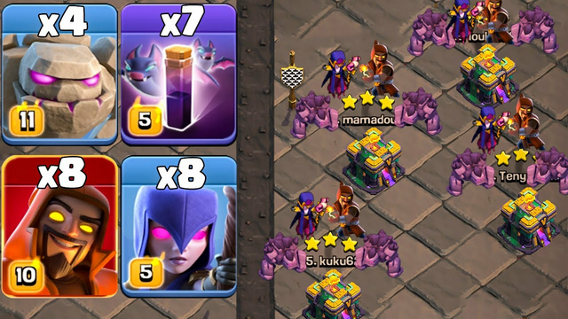Golem Super Wizard Witch Attack With Bat Spell !! Best CWL 2022 Th14 Attack Strategy Clash OF Clans