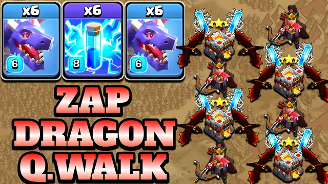Th11 Dragon + Queen Walk + Zap Spell Combination!! Clash of Clans Th11 Attack Strategy & More