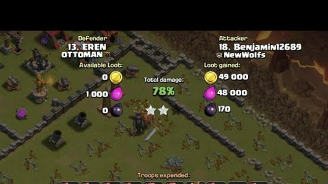 Town hall 8 vs Town hall 9 clan war destroying in Clash of clans
