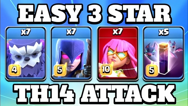 Yeti Witch Attack With Super Archer & Bat Spell!! Clash of Clans - Th14 Easy 3 Star Attack Strategy