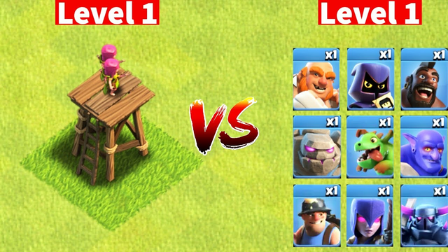 Level 1 Archer Tower vs Level 1 Troops | Clash of Clans