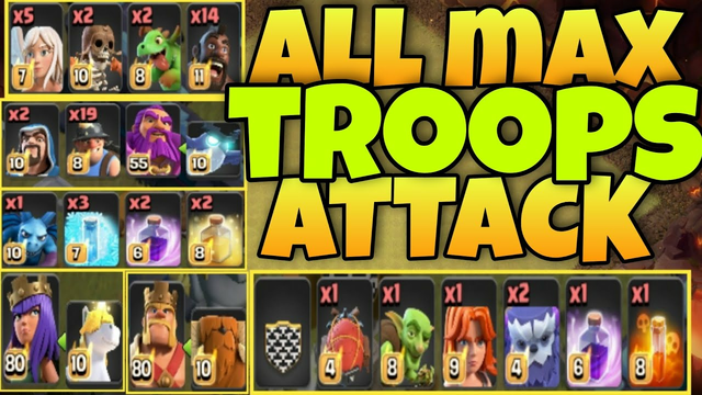 All max level troops attack easy clash of clans town hall 14