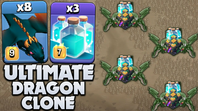 Ultimate Cloned SPAM Air War Strategy!!! Th14 Green Dragon Clone Attack 2022 - Clash Of Clans