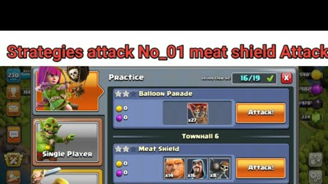 Clash of clans Attacking strategy by meat shield Episode 1