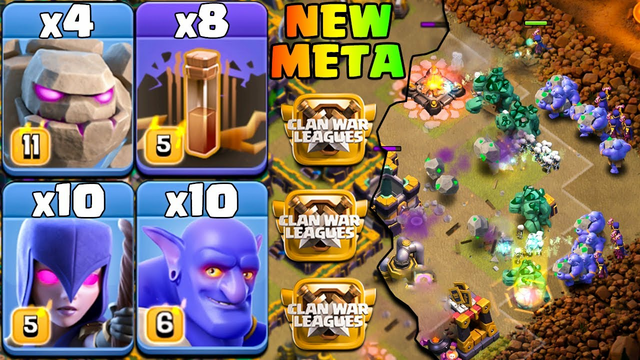 Easy Meta With Golem Witch Bowler & Earthquake - Th14 Attack Strategy Clash Of Clans Town Hall 14