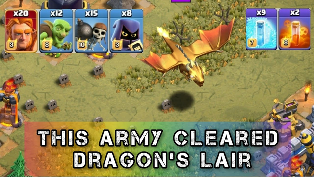 Dragon's Lair Smashed With Super Giant and Head Hunter. @Clash of Clans  | Clashood |