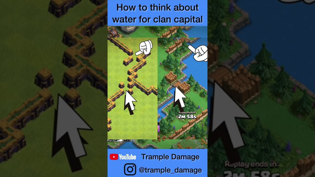 Use water like walls for clan capital districts #clashofclans #clancapital #trampledamage