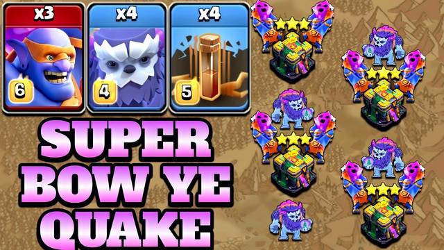 Super Bowler Yeti Attack Strategy With 4 Quake Spell!! Best Th14 Attack Strategy - Clash of Clans
