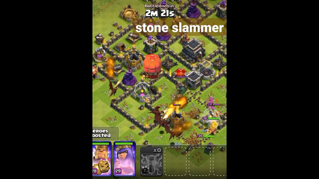 siege machine attack in clash of clans(coc)//stone slammer breaking the walls best moment in coc