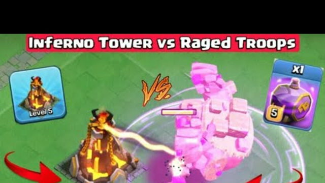 Capital Inferno Tower vs All Raged Troops   Clash of Clans