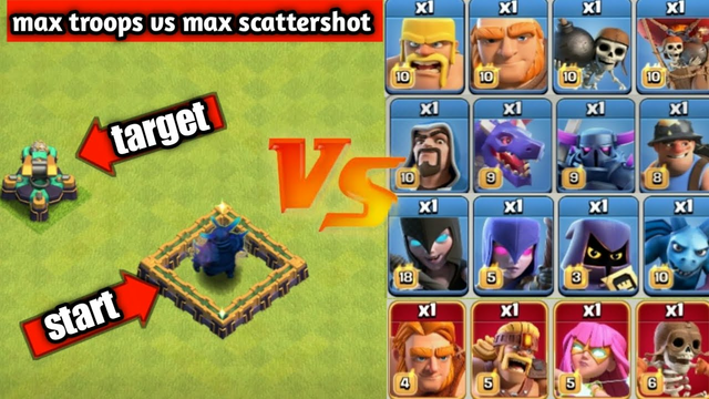 scattershot vs max troops - clash of clans - judo sloth coc
