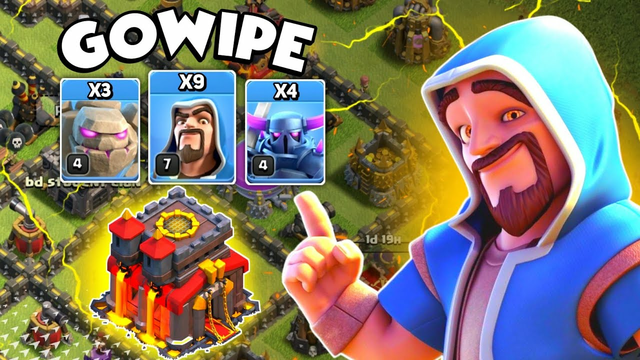 TH10 Gowipe Attack Strategy With Low Level Troops | Gowipe Attack Strategy TH10 Clash Of Clans - COC