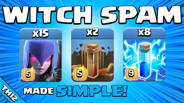15 x Witches + ZapQuake = OP!!! BEST TH12 Attack Strategy | Clash of Clans