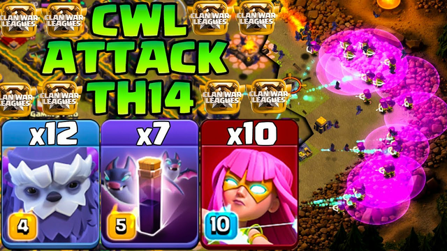 Yeti Super Archer Smash With Bat Spell - Best CWL Th14 Attack  Strategy Town Hall 14 Clash OF Clans