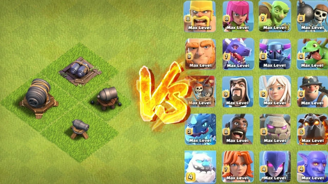 * Level 1 * Cannon family vs All troops - Clash of clans
