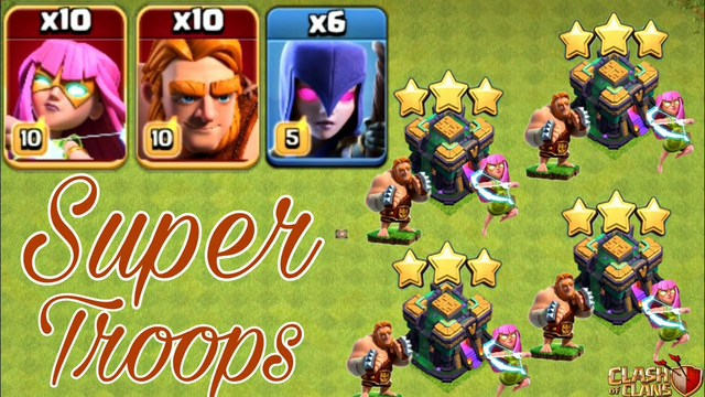 Th14 Super Troops Attack strategy 2022!! 10Super Archer + 10Super Giant + 6Witches - Clash of Clans