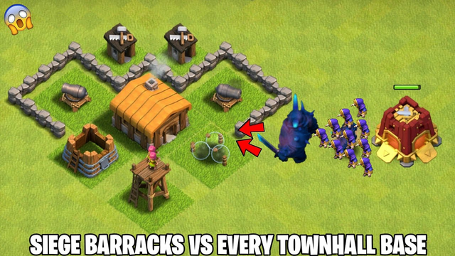 Max Siege Barracks Vs Every Townhall Base (TH  1 - TH14) | Siege Machine Clash of clans