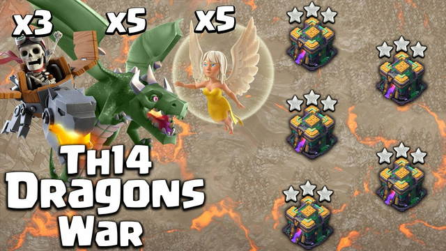 Perfect Queen Walk + Dragon Air Strategy! Th14 Most Dominating War Attacks 2022 - Clash Of Clans