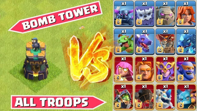 Bomb Tower vs All Troops -- Bomb Tower Clash of Clans -- Clashflash