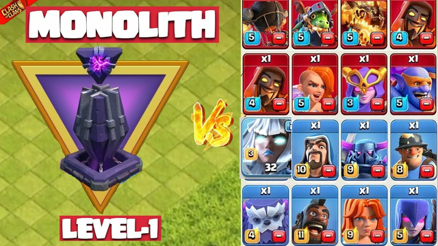 *Level-1 Monolith* VS All Troops & Heroes | Clash of Clans | Clashflict