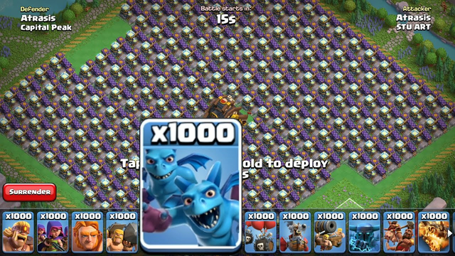 1000 MAX LEVEL MINION HORDE vs  MAX LEVEL SPELL STORAGE CLAN CAPITAL BASE CLASH OF CLANS!