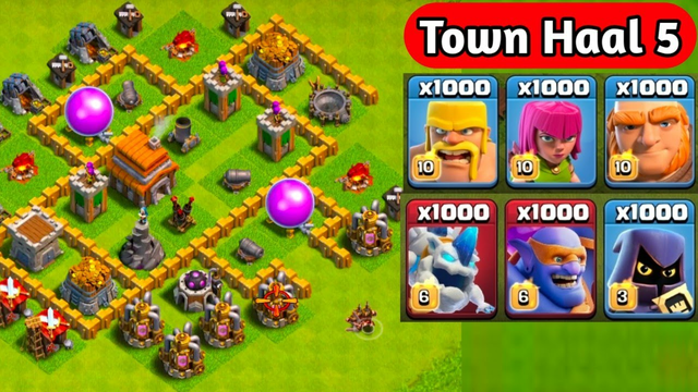 Town Hall 5 Vs All Troops || Town Hall Vs Elixir Troops - Clash of Clans