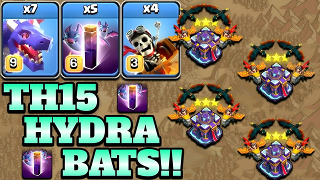 Town Hall 15 Hydra Attack Strategy With Bat Spell! 7 Dragon + 4 Dragon Rider + 5 Bats Clash of Clans