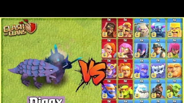 New Pet Diggy Vs Coc Max Level Troops (Ground) : Clash of Clans #video #Coc