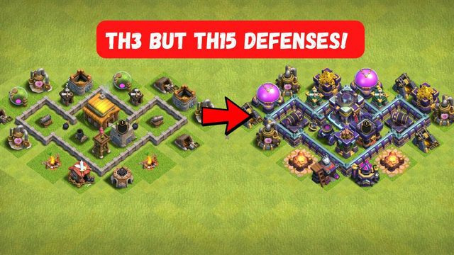 Town Hall 3 But With Town Hall 15 Defences!? - Clash of Clans