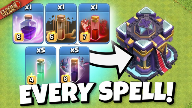 New SPAM ATTACK uses EVERY SPELL TO SNIPE TH! Clash of Clans