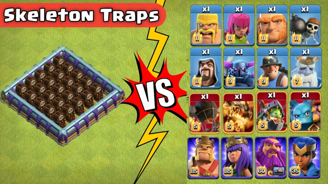Skeleton Traps Vs All Troops | Clash Of Clans | Coc Challenge | Coc New Update | CLASH CRYPTO