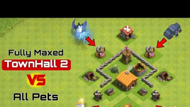 Max TownHall 2 vs All Pets |Clash of Clans|