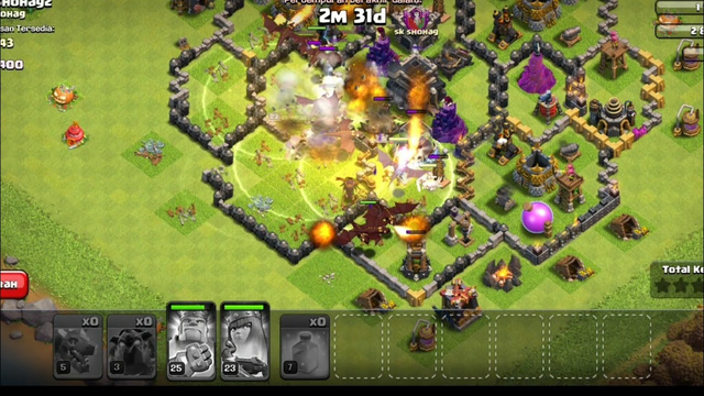 CLASH OF CLANS TH 10 ATTACK USE DRAGON, LAVA DOG, KING BARBARIAN,
