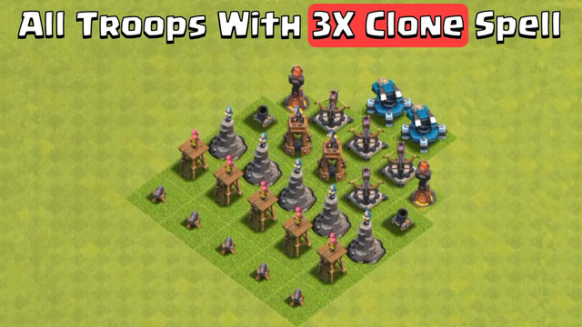 1 Troops Challenge with 3 Clone Spell Clash of Clans // Clashflash