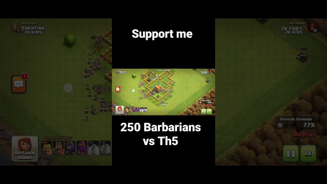 CLASH OF CLANS 250 BARBARIANS ATTACKED ON TH5 |#shorts #clashofclans #coc #viral