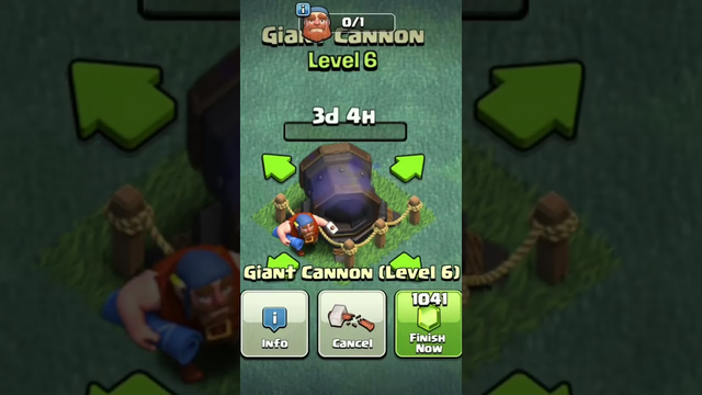 Uploading Giant Cannon to Max Level | Total Cost for upgrading | Clash of Clans #shorts #trending