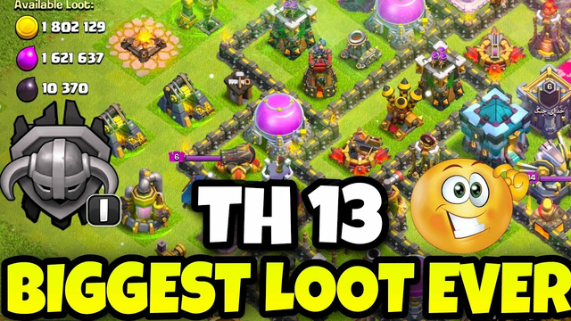 BIGGEST LOOT IN CLASH OF CLANS | BEST LOOT IN COC HISTORY | COC BEST LOOT TH 13 | LOOT TRICK COC