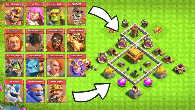 Town Hall 3 vs Every Super Troop | Clash of clans