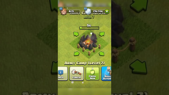 ARMY CAMP LVL 1 TO MAX IN CLASH OF CLANS #clashofclans #shorts