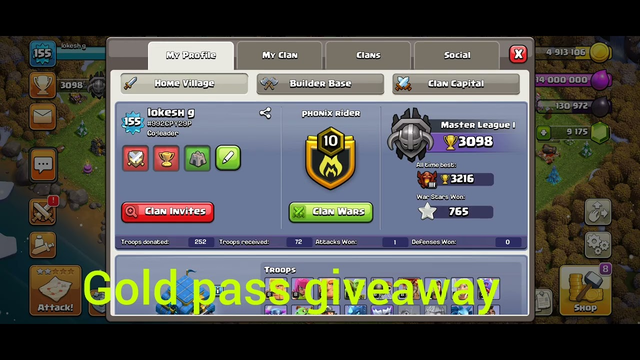 clash of clans/ my team clan reached level 10/subscribe and support my channel /1gold pass giveaway