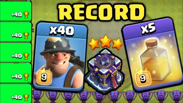 *RECORD BREAKING* TH15 INSANE 40 MINER DROP with 5 HEALS WRECKS LEGEND BASES 2023 - Clash Of Clans
