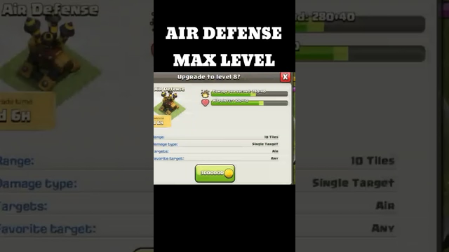Clash Of Clans Air Defense Max Level #clash_of_clans #air_defense_max_level #shorts