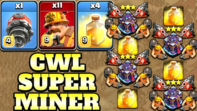 Super Miner Th15 Attack Strategy!! 4 Healing Spell + Battle Drill + 11 Super Miner - Clash of Clans