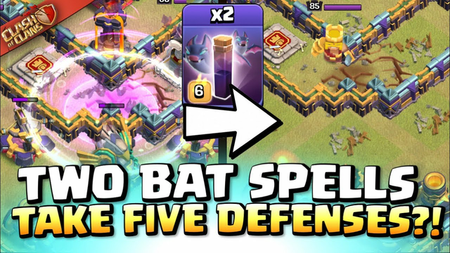 HOW IS THAT POSSIBLE!! 2 BAT SPELLS to destroy 5 DEFENSES?! Clash of Clans