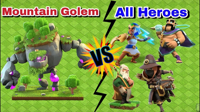 Mountain Golem VS All Heroes | Clash of clans | Mountain Golem vs All Max Heroes.