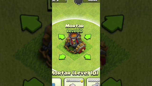 clash of clans mortar 1 to max clash of clans coc special gamer channel #short