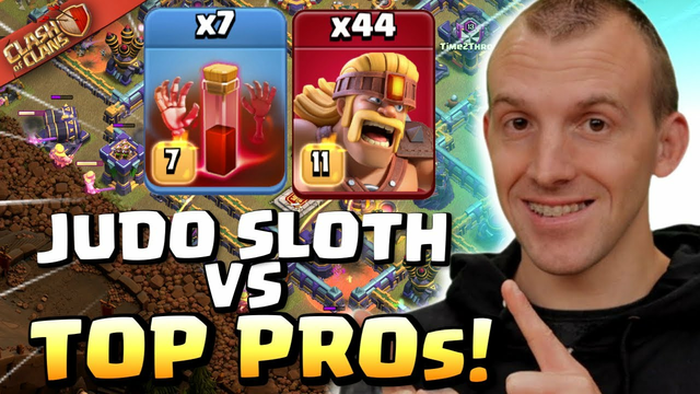 Judo Sloth invents NEW ATTACK to use against TOP PRO PLAYERS!  Clash of Clans