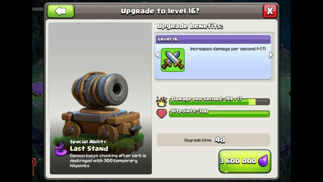 Canon Cart level 16 upgrade|| Clash of Clans